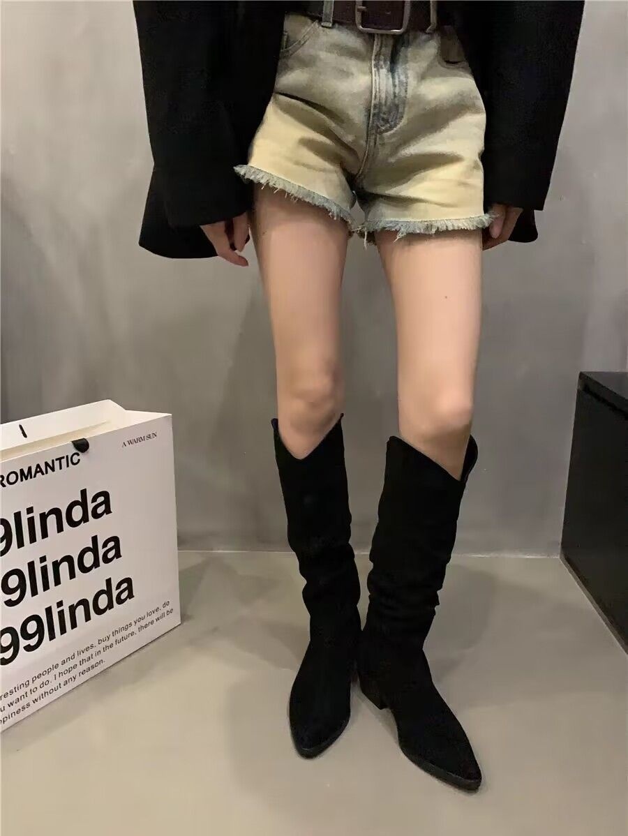 ShoeGlobe ShoeGlobe Stivali lunghi da donna con pile, stivali morbidi retrò versatili 2024, stivali alti antiscivolo per la moda autunnale e invernale_voghion.com