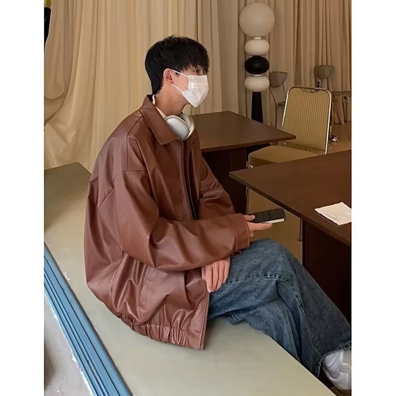 Giacca da aviatore in pelle PU da uomo, alla moda di strada europea e americana, alla moda, alla moda, alla moda_voghion.com