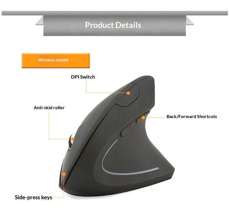 Digitex Digitex 5th Generation Silent 2.4G Wireless Vertical Ergonomic Suitable For Large Hands Wired Model Upright Right-Handed Mouse_voghion.com