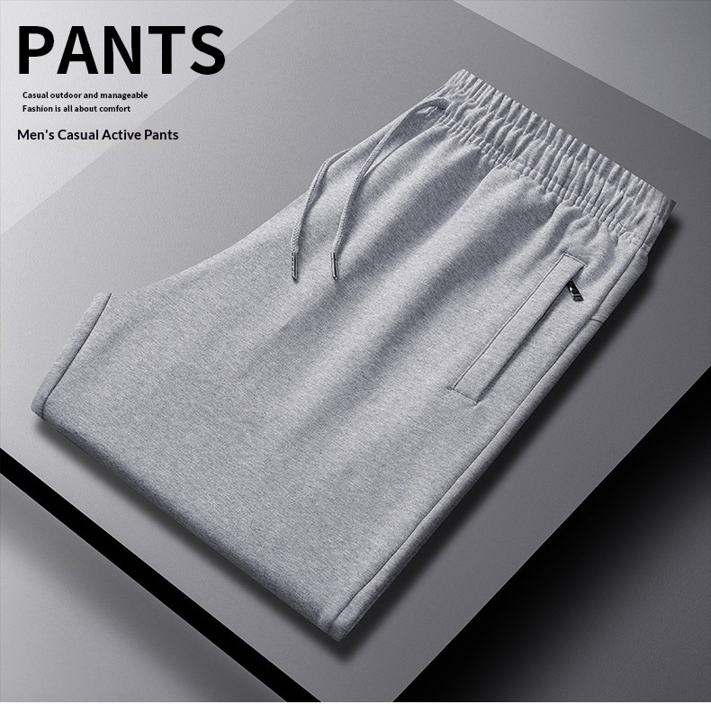 Pantaloni sportivi lunghi e dritti in maglia, casual, da uomo, taglie forti, in puro cotone, vestibilità ampia, primavera-autunno_voghion.com