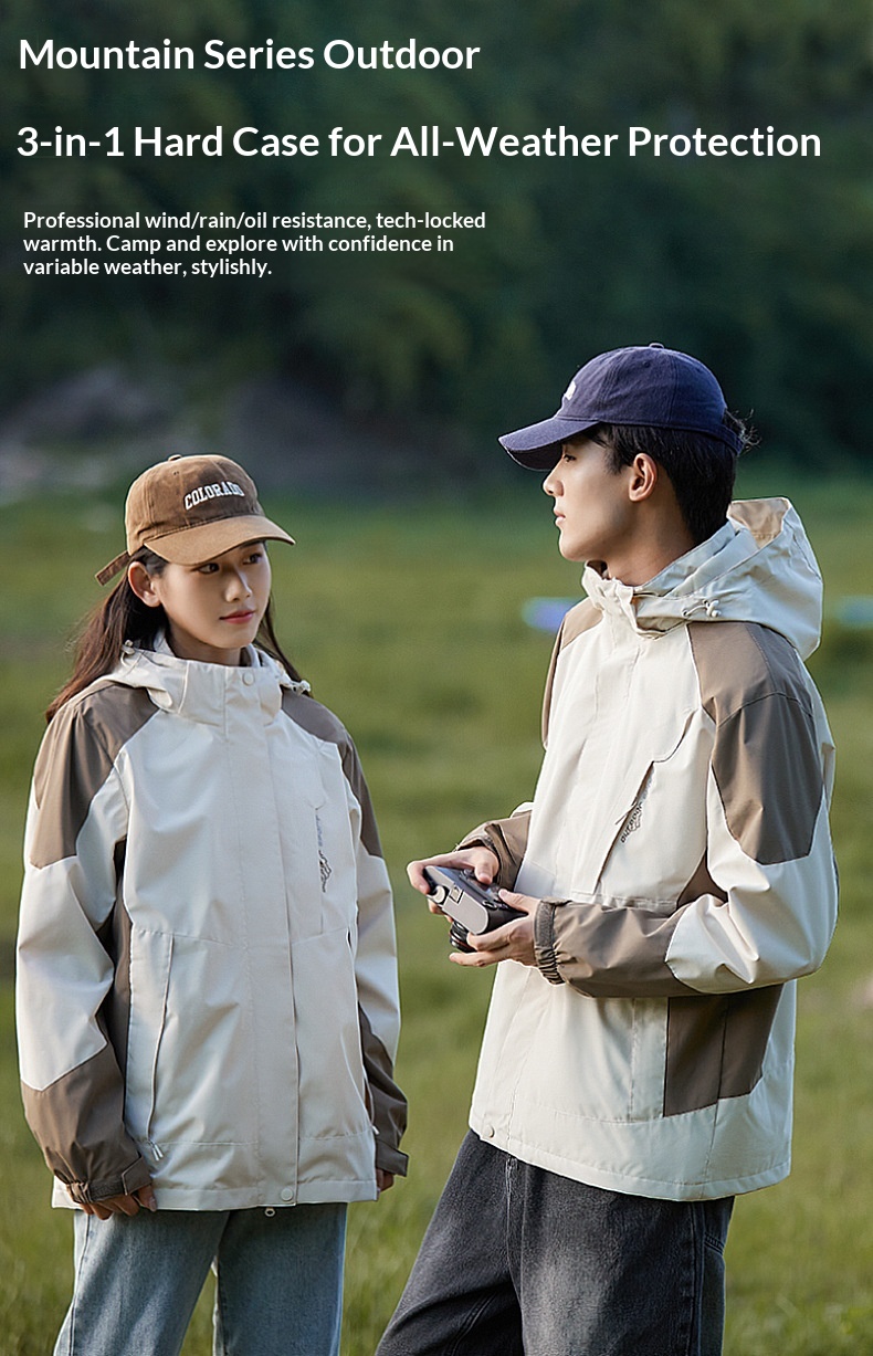 Boy Herren Outdoor 3-in-1 Abnehmbare Wind- und Wasserdichtigkeit Verdickung Warme Paar Bergsteigerjacke Trendige Damen_voghion.com