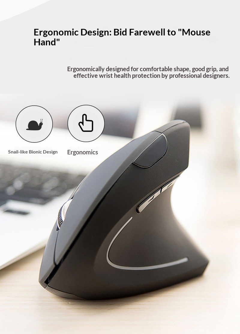 Digitex Digitex 5th Generation Silent 2.4G Wireless Vertical Ergonomic Suitable For Large Hands Wired Model Upright Right-Handed Mouse_voghion.com