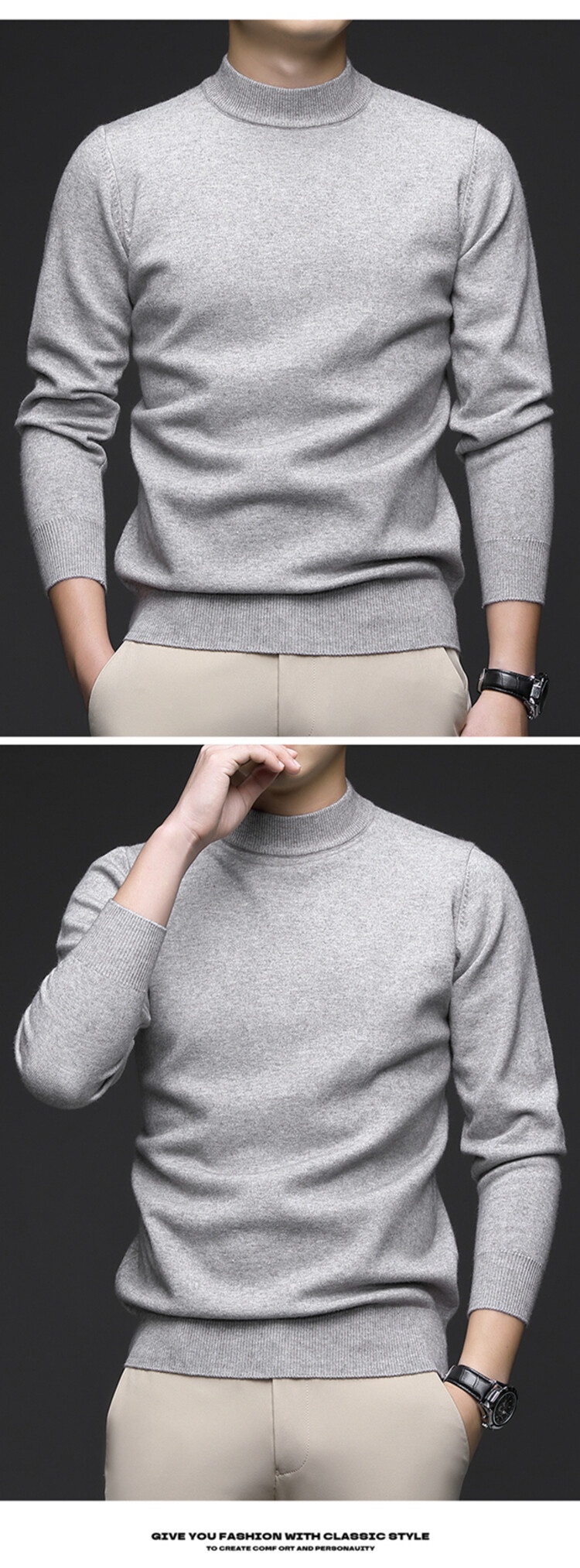 boy Boy Boy Boy 2025 Autumn Winter New Wool Sweater For Men, Half Turtleneck, Thickened, Wm, Machine Washable, Base Layer Men's_voghion.com