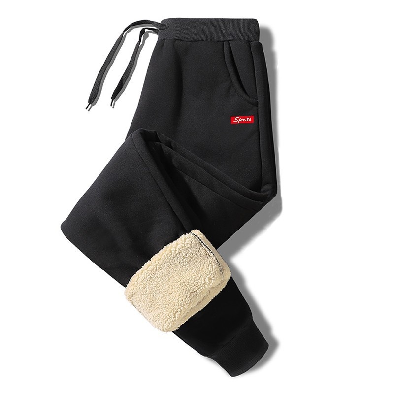 Pantaloni sportivi lunghi casual larghi in lana di agnello da uomo, invernali, tinta unita, taglie forti, primavera, autunno, caldi_voghion.com