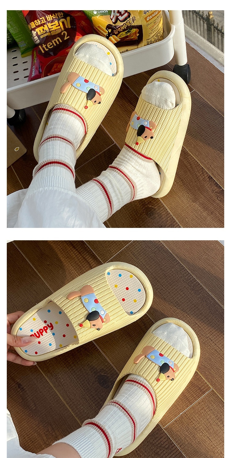 Zees, nuove pantofole estive universali con suola morbida antiscivolo e scritta "One Word" a forma di cucciolo di Natale, con suola spessa, per studenti e dormitori_voghion.com