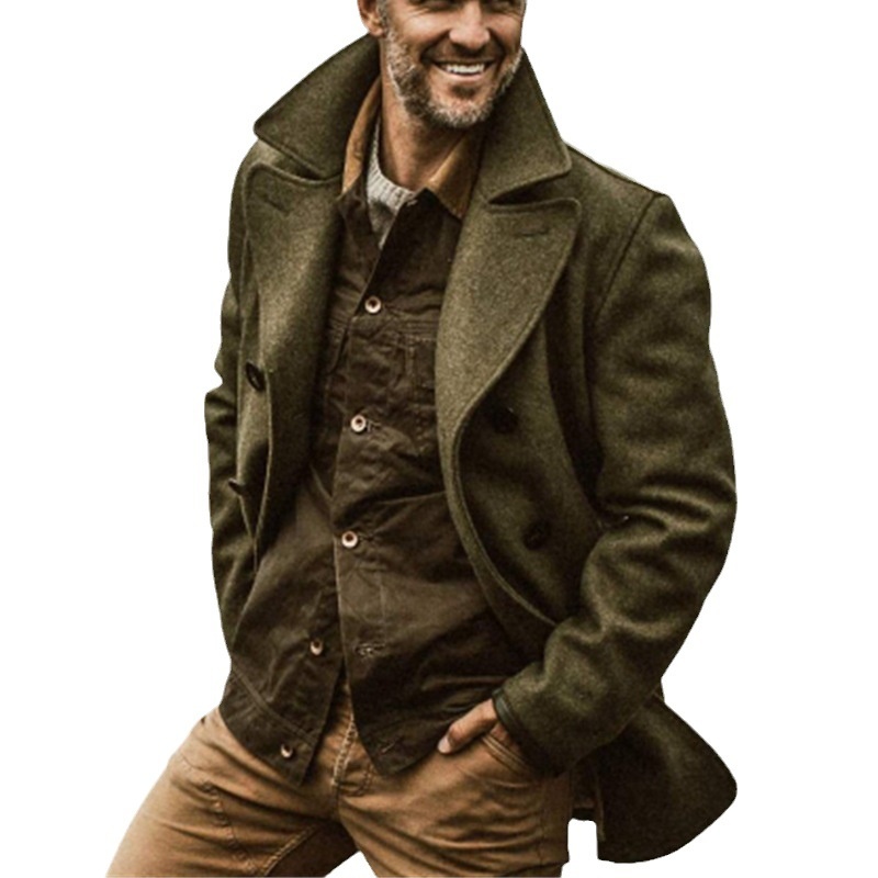 boy In Stock Men's 2023 Dragon And Phoenix Coat Autumn Winter Woolen Material Foreign Trade Thickened Long Double-Breasted_voghion.com