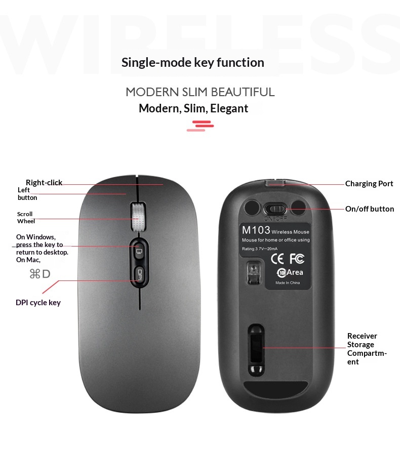 Digitex Digitex Digitex Ultra-thin Wireless Bluetooth Silent Compatible With IPad Huawei Laptop Dual-mode Portable Rechargeable Mouse_voghion.com
