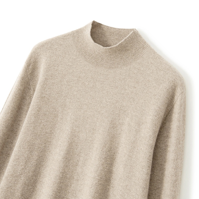 boy Seamless! Autumn Winter Half Turtleneck 100% Wool Men's First-Line Ready-to-Wear Versatile Sweater Knitted Base Shirt_voghion.com