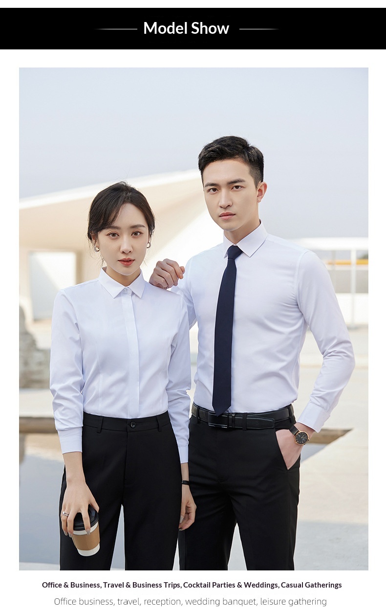 Traje profesional unisex blanco, ropa formal de negocios, camisa de manga larga para profesor de hotel, primavera y otoño_voghion.com