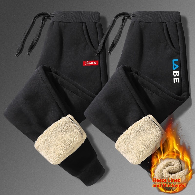 Pantaloni sportivi lunghi casual larghi in lana di agnello da uomo, invernali, tinta unita, taglie forti, primavera, autunno, caldi_voghion.com