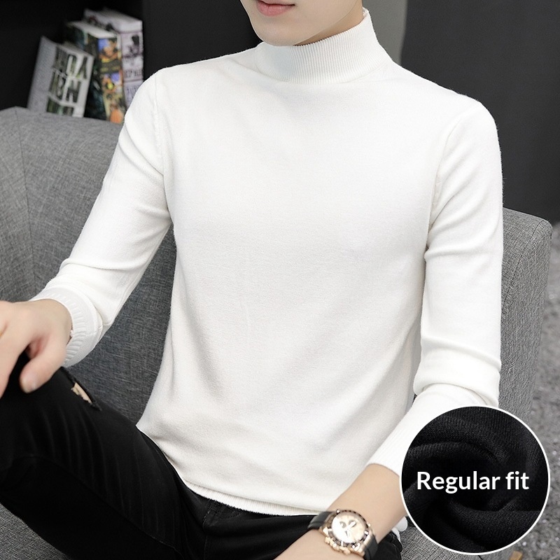 boy Boy Boy Boy Half Turtleneck Sweater For Men, Autumn And Winter, Regular Thickened Base Shirt, Warm Knitted Wool Sweater, 2024 New_voghion.com