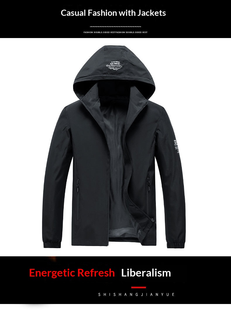 ragazzo Ragazzo E-commerce transfrontaliero Giacca a vento sottile con cappuccio Abbigliamento da uomo Sport all'aria aperta Giacca casual Uomo Primavera Autunno_voghion.com