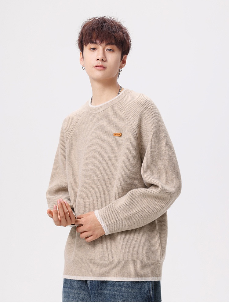 boy Boy Boy Boy Heavyweight Acrylic Yuanbao Needle Lazy Style Sweater Men's Loose Knitwear Thickened Coat_voghion.com