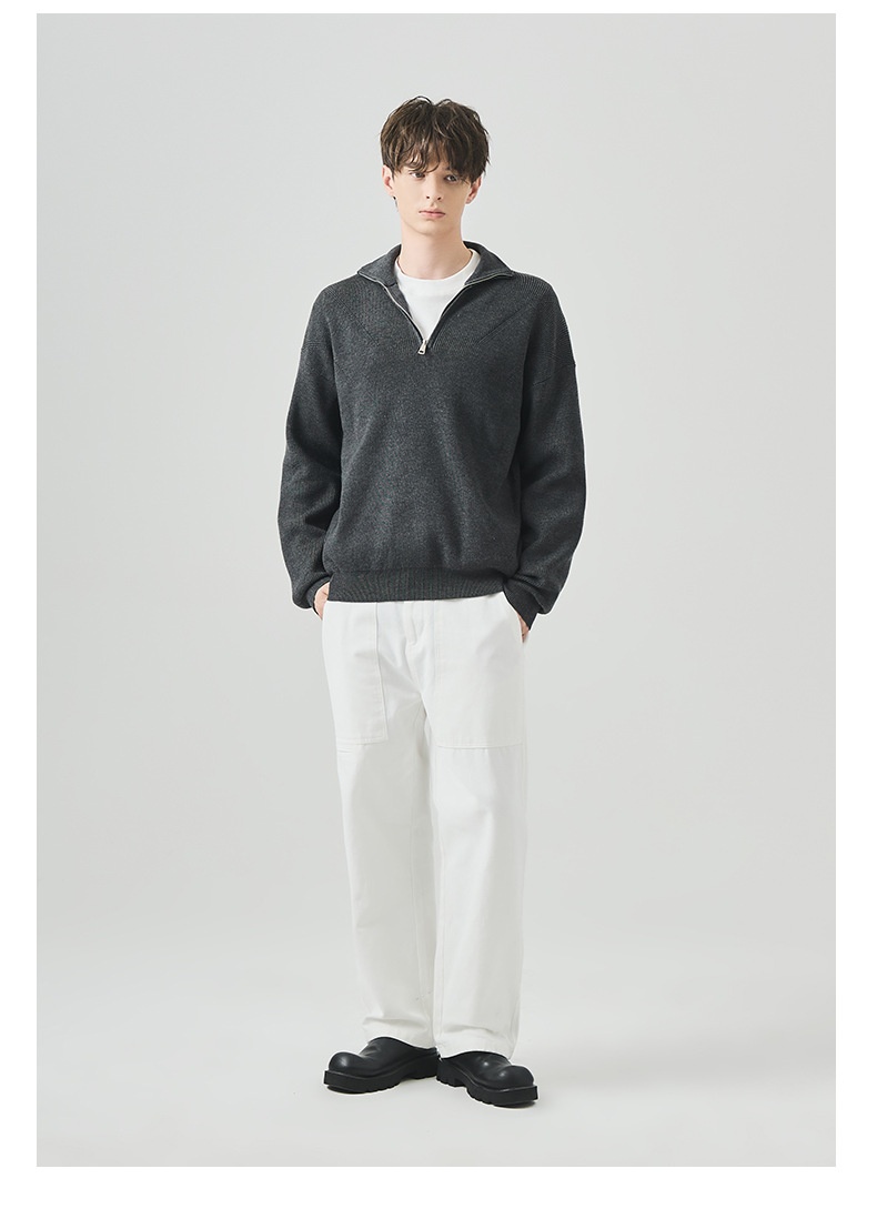 Boy Boy Boy Boy APO Clothing|Coss-Bode Half-Zip Rollkragenpullover für Herren, Herbst/Winter, Old Money Style, locker, lässig, langärmelig_voghion.com