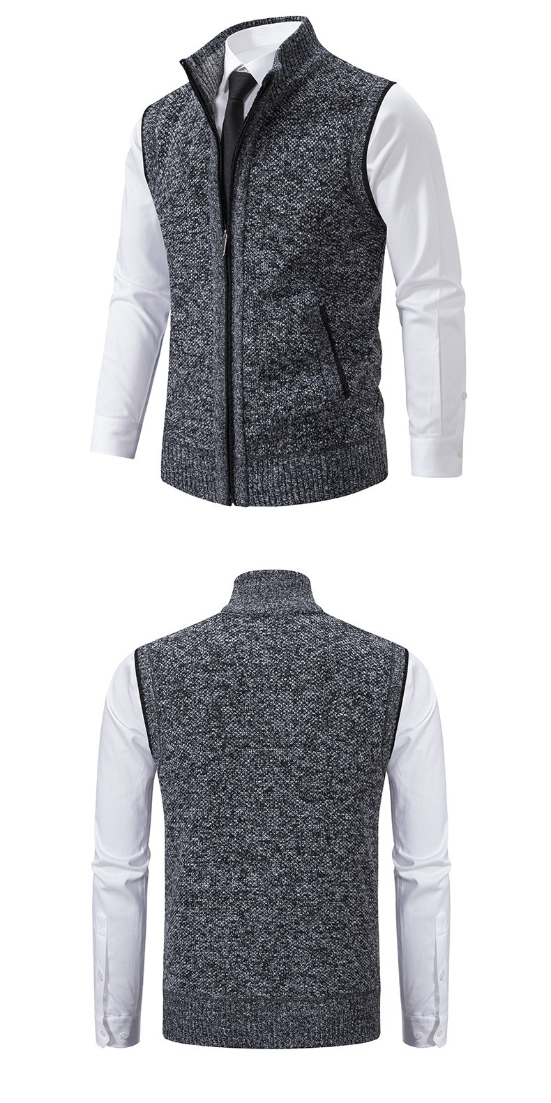 ragazzo ragazzo ragazzo autunno inverno gilet con fodera in pile giacca in maglia spessa e larga da uomo maglione cappotto con collo alto cardigan all'ingrosso_voghion.com