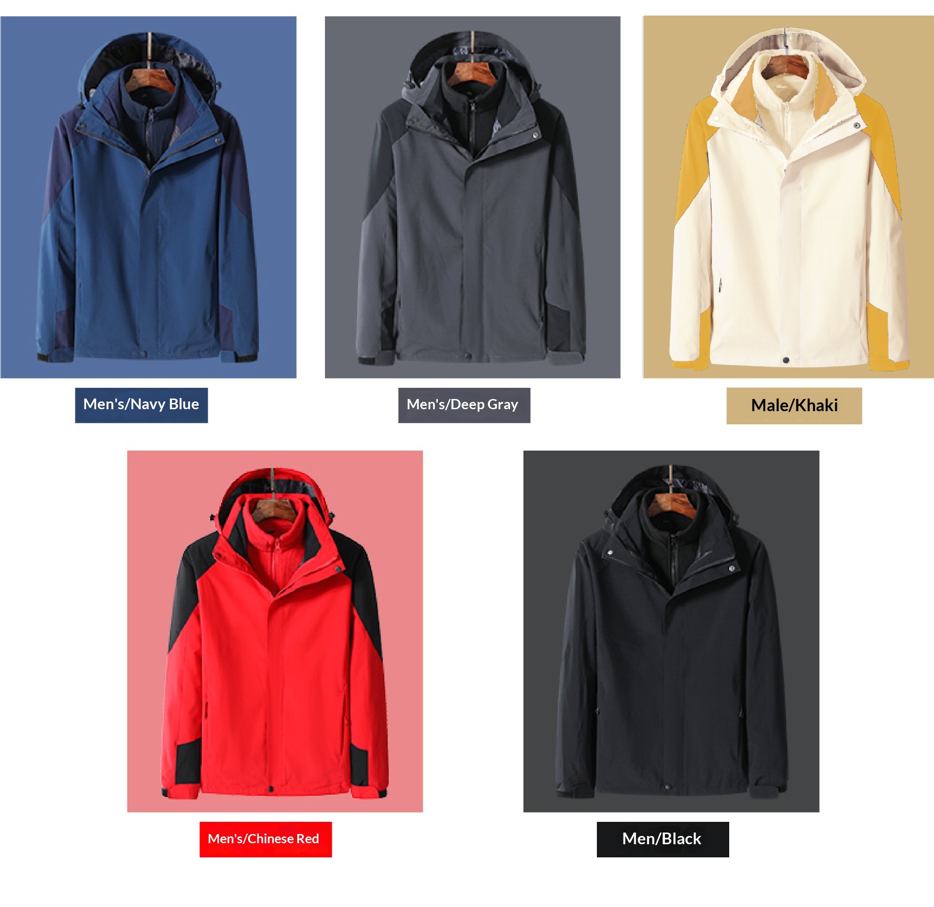 Giacca personalizzata 3 in 1 per uomo e donna, antivento, impermeabile, staccabile, per sci all'aperto, alpinismo, stampata,_voghion.com