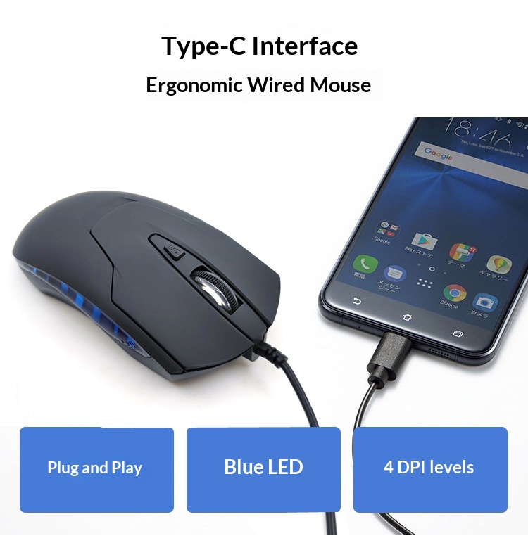 Digitex Digitex Computer Accessories Blue Light Emitting Office Type-C Wired Gaming Mouse_voghion.com