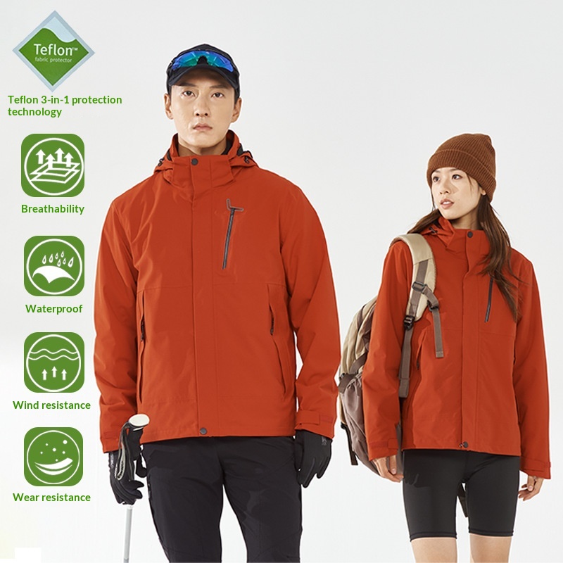 boy Boy 32614 Outdoor Men And Women Detachable Autumn Winter Couple Travel Hiking Jacket 3-in-1 Waterproof_voghion.com
