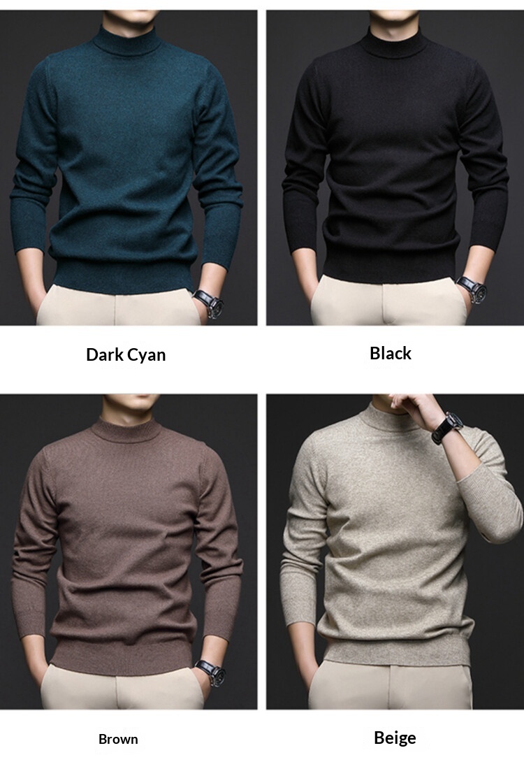 boy Boy Boy Boy 2025 Autumn Winter New Wool Sweater For Men, Half Turtleneck, Thickened, Wm, Machine Washable, Base Layer Men's_voghion.com