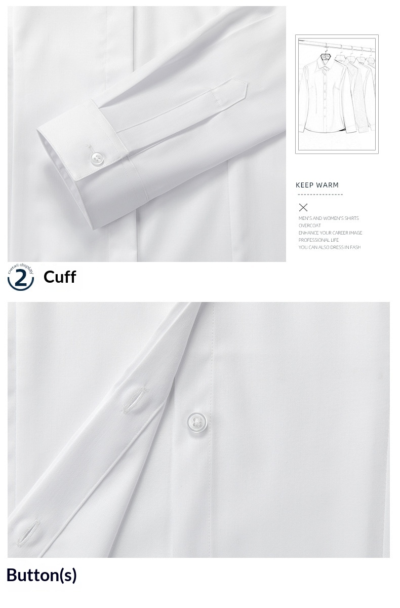 Traje profesional unisex blanco, ropa formal de negocios, camisa de manga larga para profesor de hotel, primavera y otoño_voghion.com