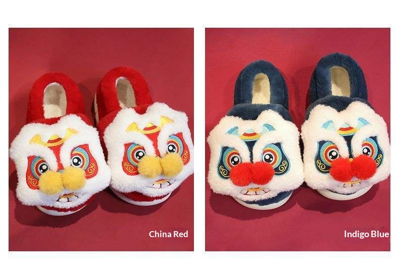 Pantoufles Zees National Trend à tête de lion et de tigre, chaudes et confortables pour l'automne et l'hiver, idéales pour les couples parents-enfants. Chaussures d'intérieur en coton antidérapant et épais._voghion.com