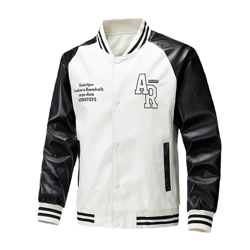 boy Cross-Border Men's Motorcycle 2024 Autumn Winter New European And American Trendy Casual Label Short PU Leather Jacket_voghion.com