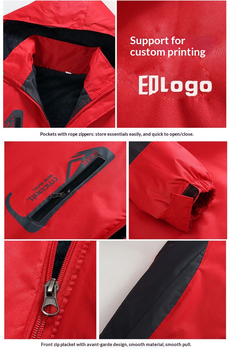 Wasserdichte Jungenjacke mit Fleecefutter, dick gefüttert, bedruckt, ideal für Winter-Fabrikuniformen, aus Baumwolle, Softshell-Material_voghion.com