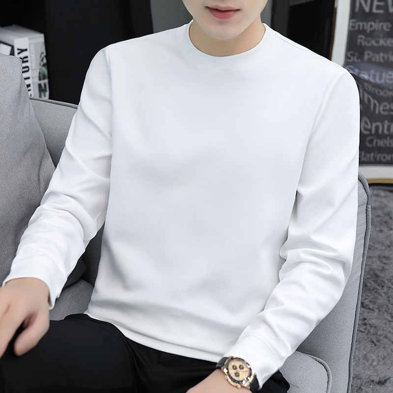 Felpa versatile pesante in tinta unita con collo rotondo a coste intrecciate personalizzate da uomo, primavera-autunno 2025_voghion.com