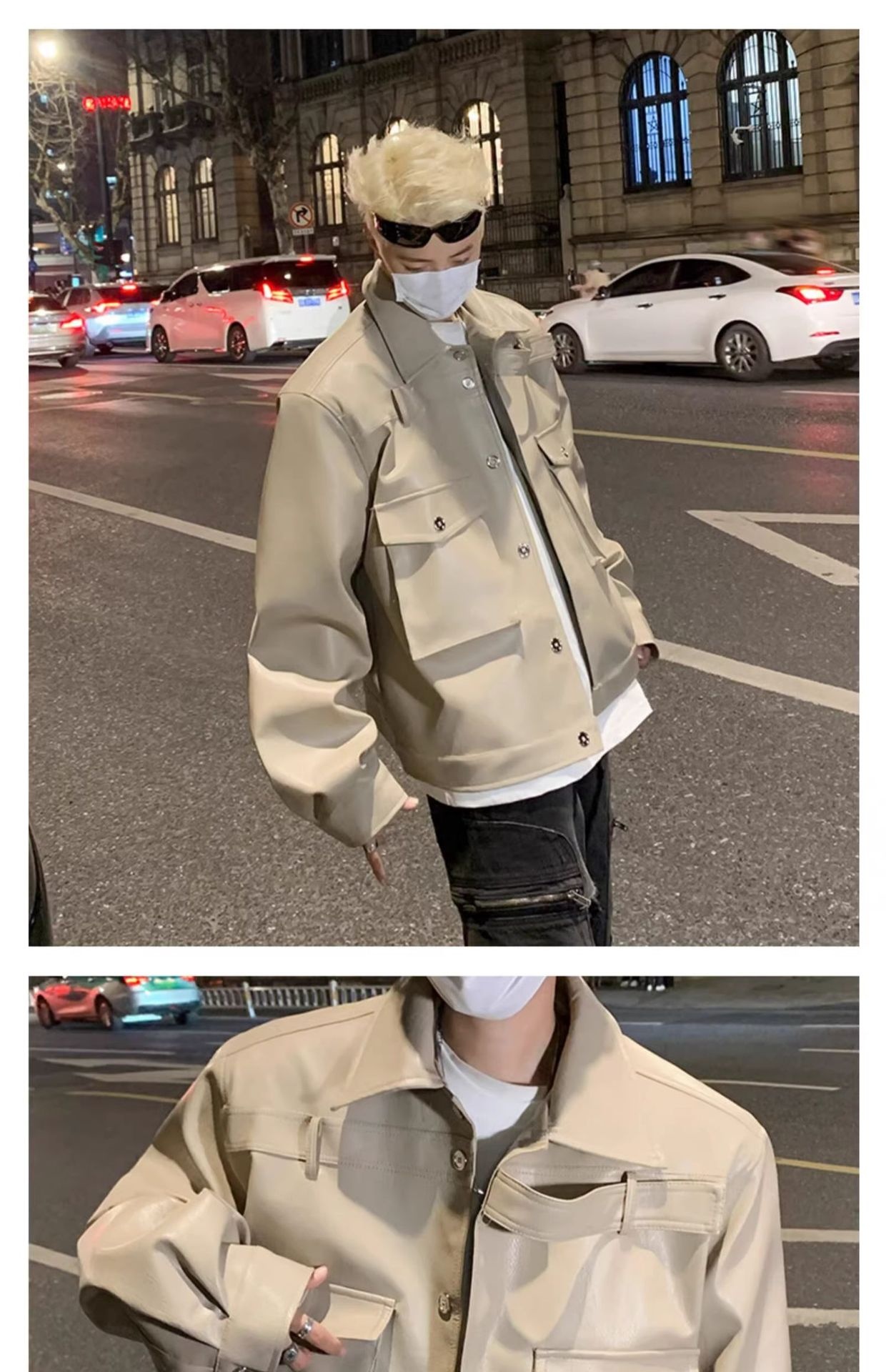 Ragazzo europeo e americano High Street Hip Hop Motociclista Uomo Trendy High-end Cool Retro PU Pelle Corta Imbottita Spalla_voghion.com