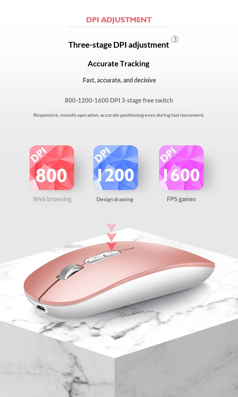 Digitex Digitex Digitex Ultra-thin Wireless Bluetooth Silent Compatible With IPad Huawei Laptop Dual-mode Portable Rechargeable Mouse_voghion.com