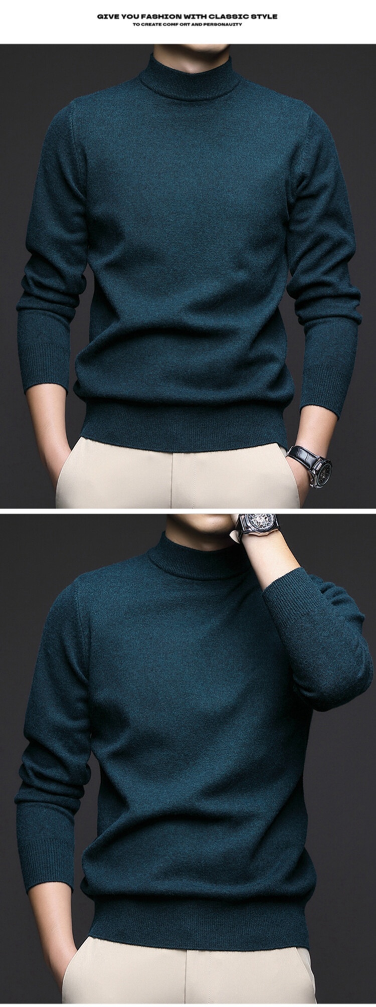 boy Boy Boy Boy 2025 Autumn Winter New Wool Sweater For Men, Half Turtleneck, Thickened, Wm, Machine Washable, Base Layer Men's_voghion.com