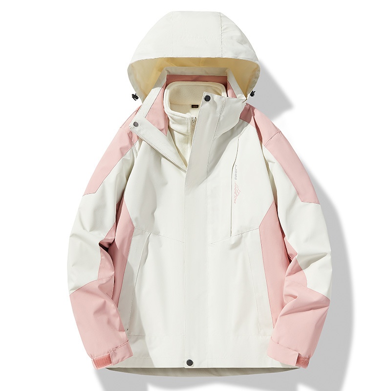 Unisex-Wanderjacke für Jungen, wind- und wasserdicht, 3-in-1, abnehmbare wasserabweisende Kapuze, Softshell-Funktion, ideal für Herbst und Winter_voghion.com