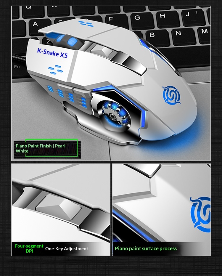 Souris de jeu filaire USB Digitex Viper Q7 pour ordinateur portable, e-sport, mécanique, lumineuse et sans bordures_voghion.com