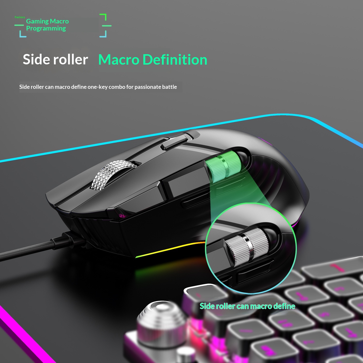 Digitex Digitex Ro Definition Dual Scroll Wheel Swinging Full Speed Gaming Mouse, Computer Accessories E-sports RGB Desktop Usb_voghion.com