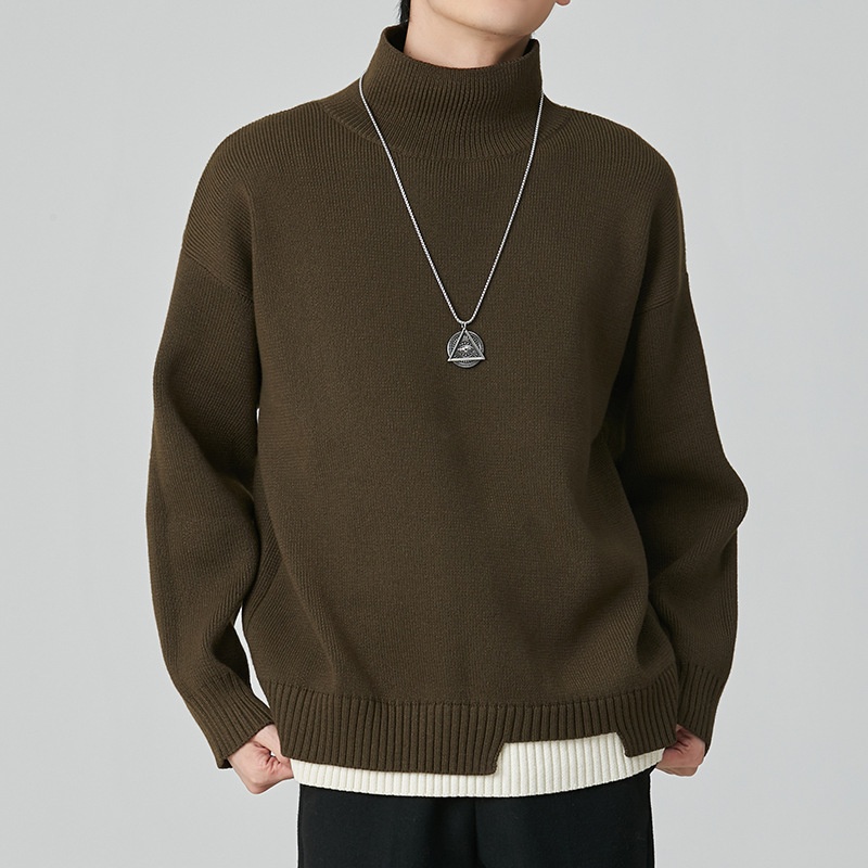 boy Boy Boy Boy Japanese Style Pullover Half Sweater For Men Winter Thickened Warm American Loose Fit Inner Layer Turtleneck Base Shirt_voghion.com