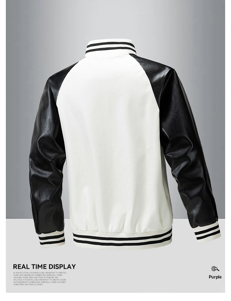 boy Cross-Border Men's Motorcycle 2024 Autumn Winter New European And American Trendy Casual Label Short PU Leather Jacket_voghion.com