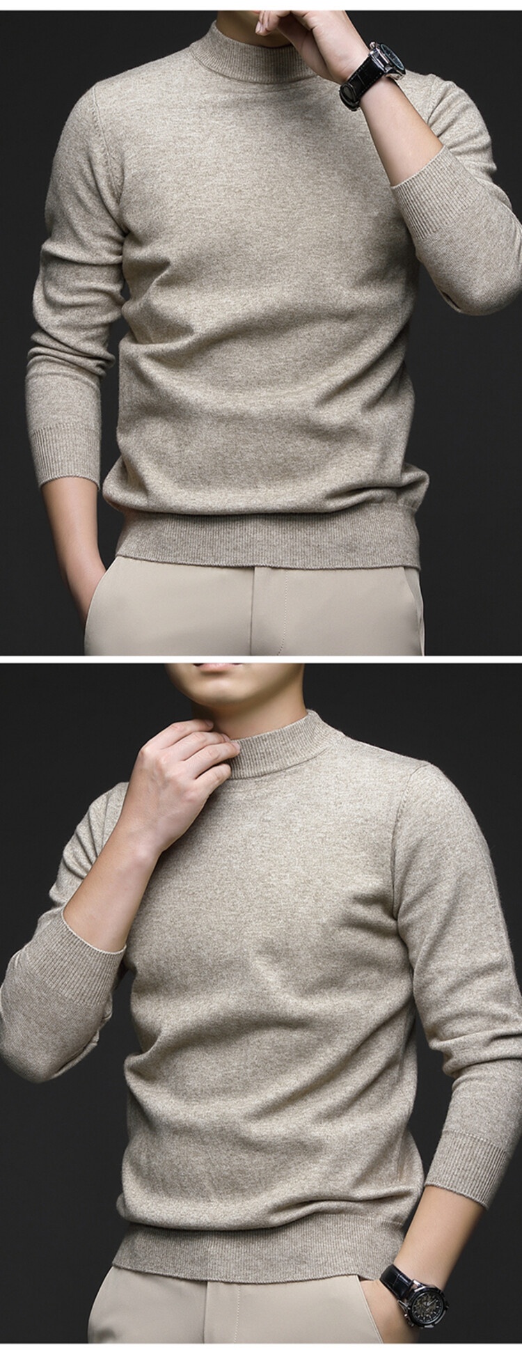 boy Boy Boy Boy 2025 Autumn Winter New Wool Sweater For Men, Half Turtleneck, Thickened, Wm, Machine Washable, Base Layer Men's_voghion.com