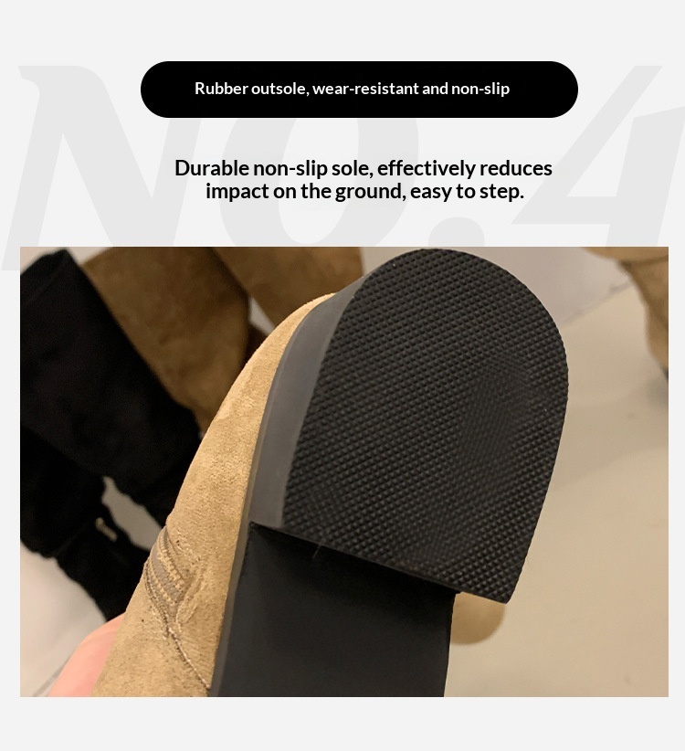 ShoeGlobe ShoeGlobe ShoeGlobe Chunky Heel Pointed Toe Suede Slim Long Women's Shoes 2025 New Autumn Winter Korean Style Over-the-Knee Riding Boots_voghion.com