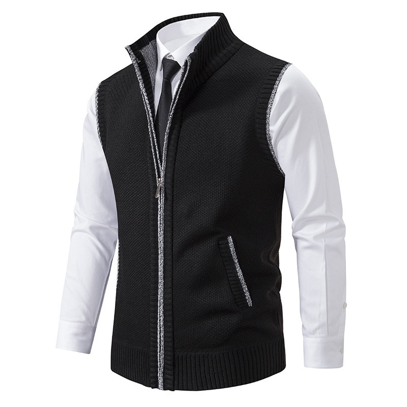 ragazzo ragazzo ragazzo autunno inverno gilet con fodera in pile giacca in maglia spessa e larga da uomo maglione cappotto con collo alto cardigan all'ingrosso_voghion.com