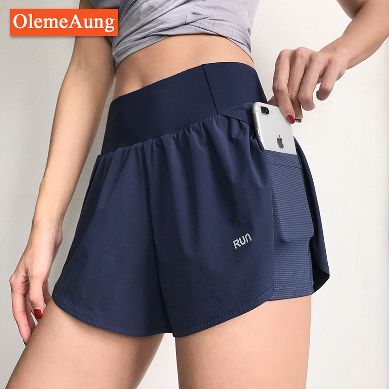Loose Sports For Women Anti-Exposure Gym High Waist Yoga Quick-Dry Running Shorts Outdoor Summer Moisture-Wicking_voghion.com