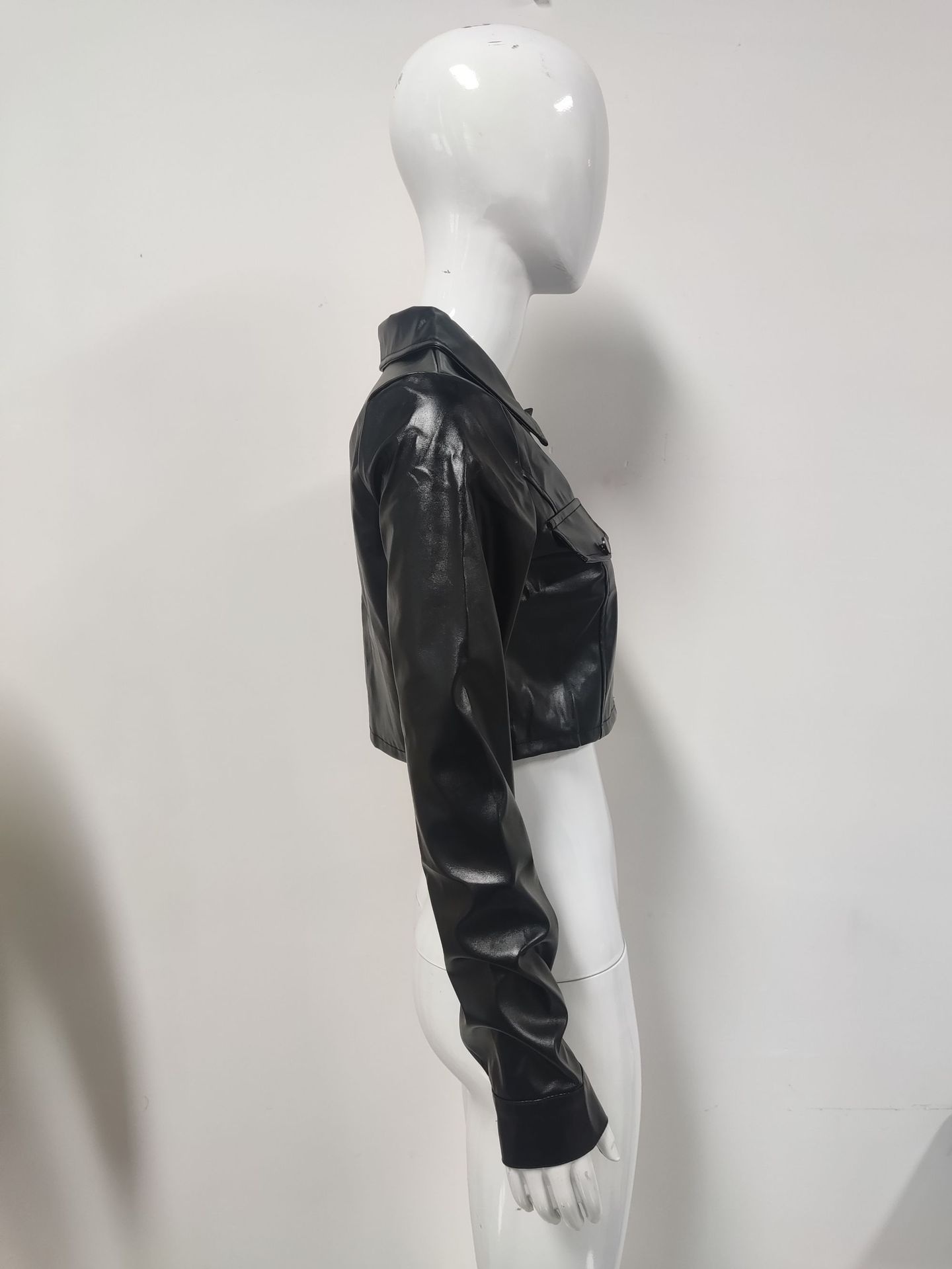 Haut court sexy pour femme, style européen et américain, collection automne 2023, veste de motard tendance._voghion.com