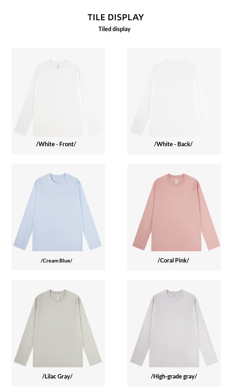 ChicShe 230g Simple Inner Layer Base Shirt Women, Autumn Long Sleeve Pure Cotton Regular Shoulder T-Shirt For Men, Round Neck_voghion.com