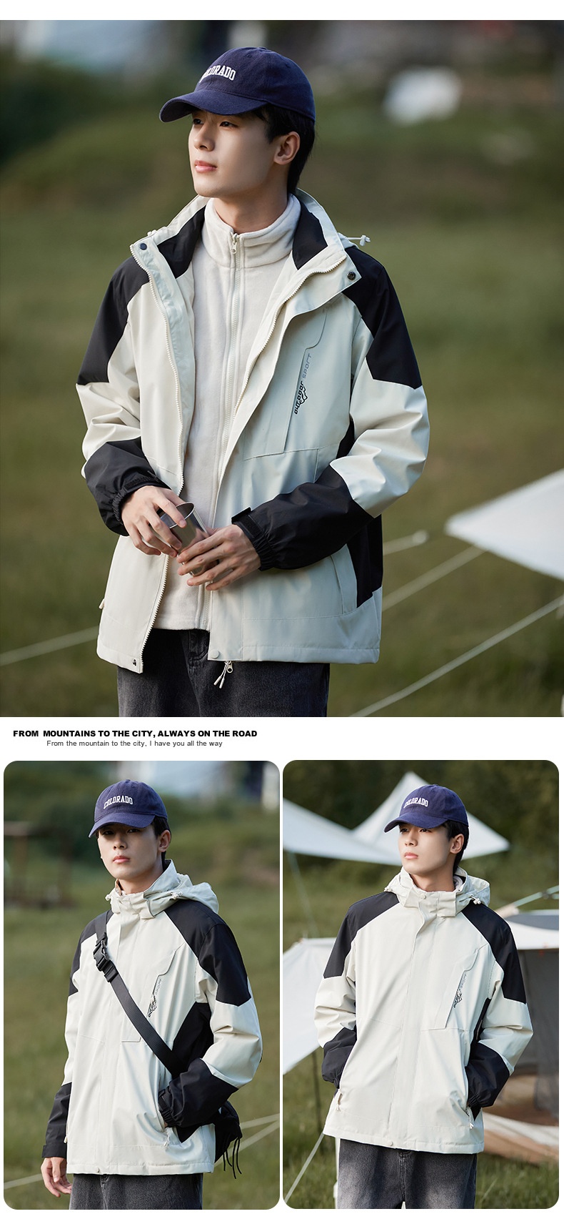 Boy Herren Outdoor 3-in-1 Abnehmbare Wind- und Wasserdichtigkeit Verdickung Warme Paar Bergsteigerjacke Trendige Damen_voghion.com