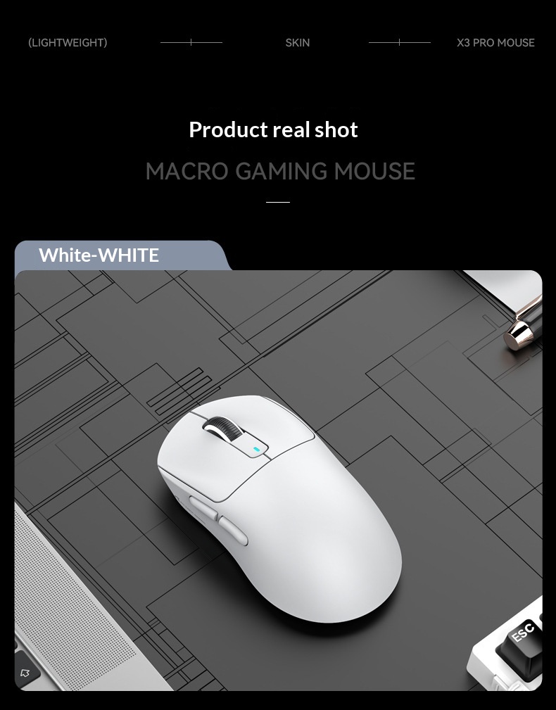 Digitex Digitex Attack Shark X3PRO Lightweight PAW3395 E-Sports Gaming Three-Mode 4K Wireless 8K Computer Mouse_voghion.com