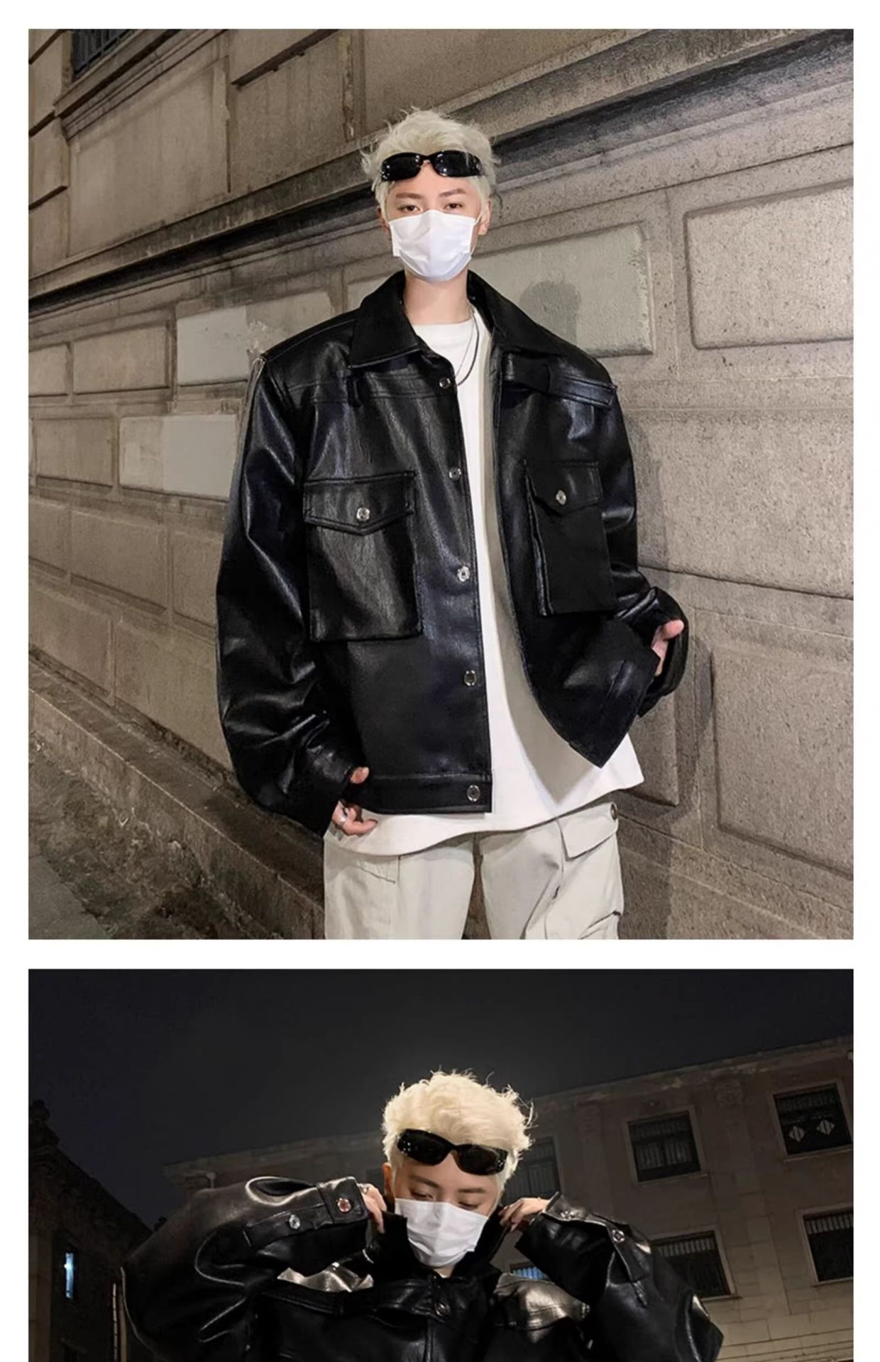 Ragazzo europeo e americano High Street Hip Hop Motociclista Uomo Trendy High-end Cool Retro PU Pelle Corta Imbottita Spalla_voghion.com