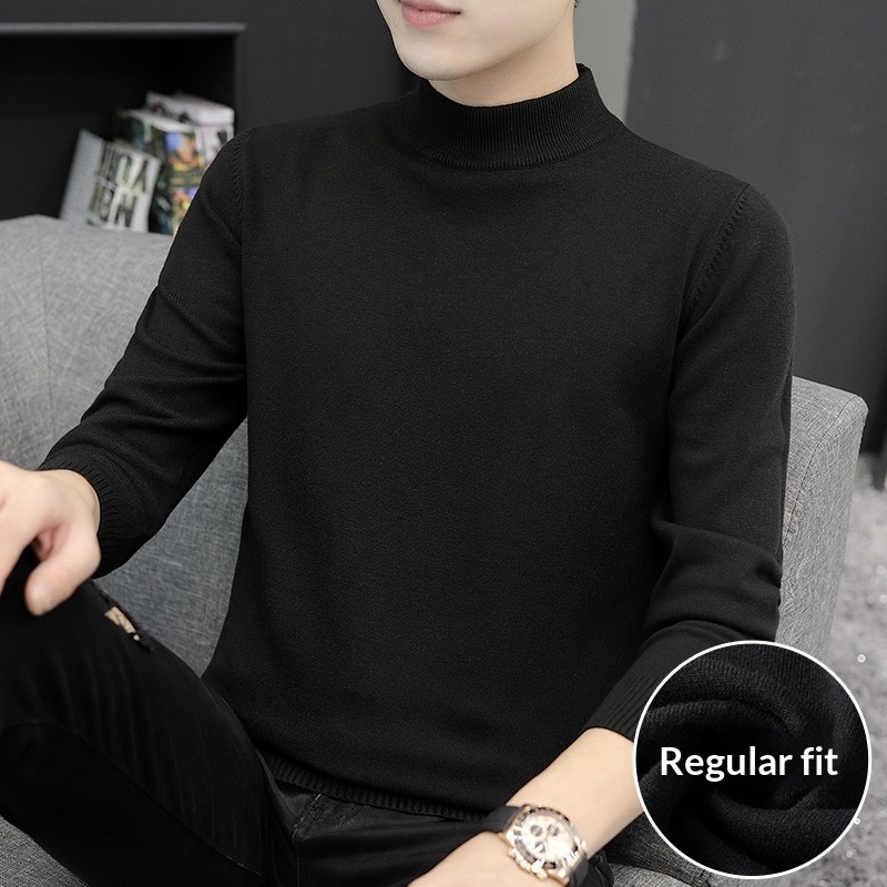 boy Boy Boy Boy Half Turtleneck Sweater For Men, Autumn And Winter, Regular Thickened Base Shirt, Warm Knitted Wool Sweater, 2024 New_voghion.com