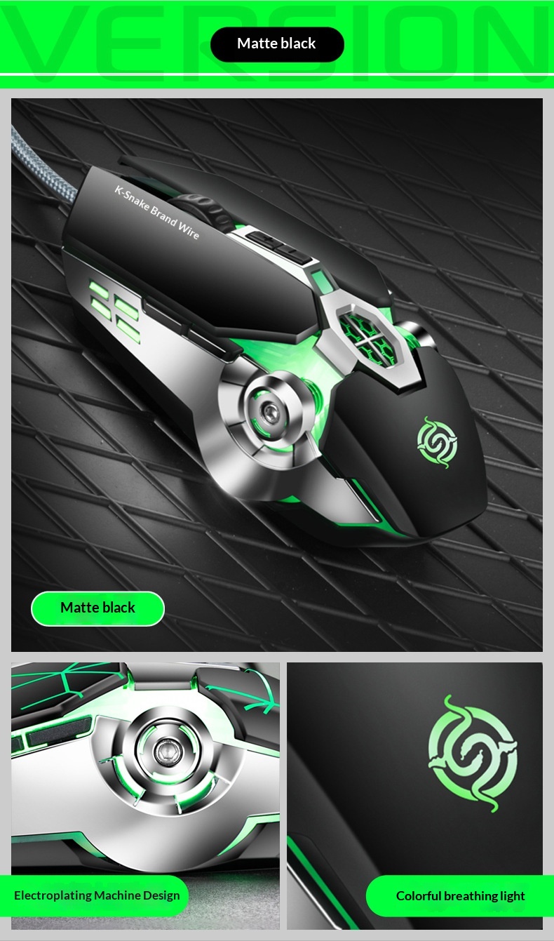 Souris de jeu filaire USB Digitex Viper Q7 pour ordinateur portable, e-sport, mécanique, lumineuse et sans bordures_voghion.com