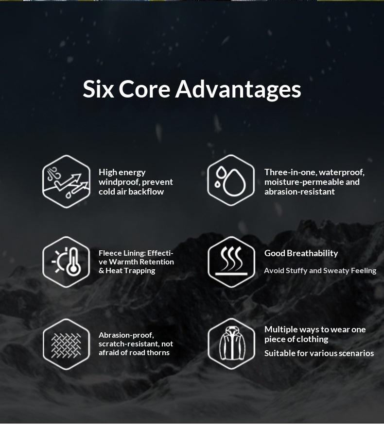 Boy Herren Outdoor 3-in-1 Abnehmbare Wind- und Wasserdichtigkeit Verdickung Warme Paar Bergsteigerjacke Trendige Damen_voghion.com