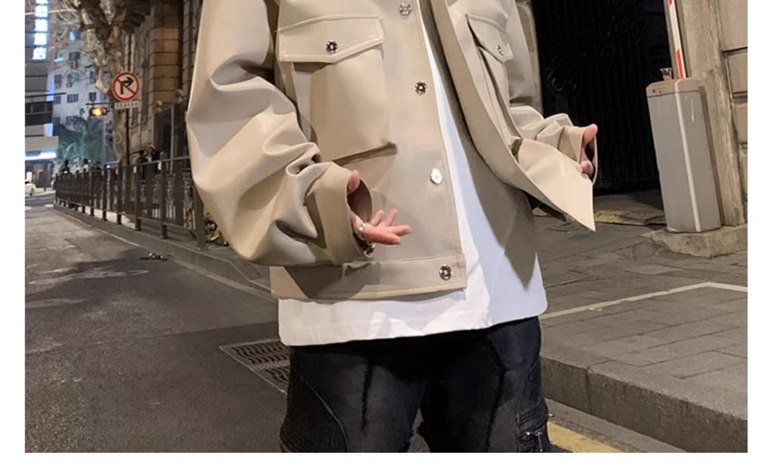 Ragazzo europeo e americano High Street Hip Hop Motociclista Uomo Trendy High-end Cool Retro PU Pelle Corta Imbottita Spalla_voghion.com