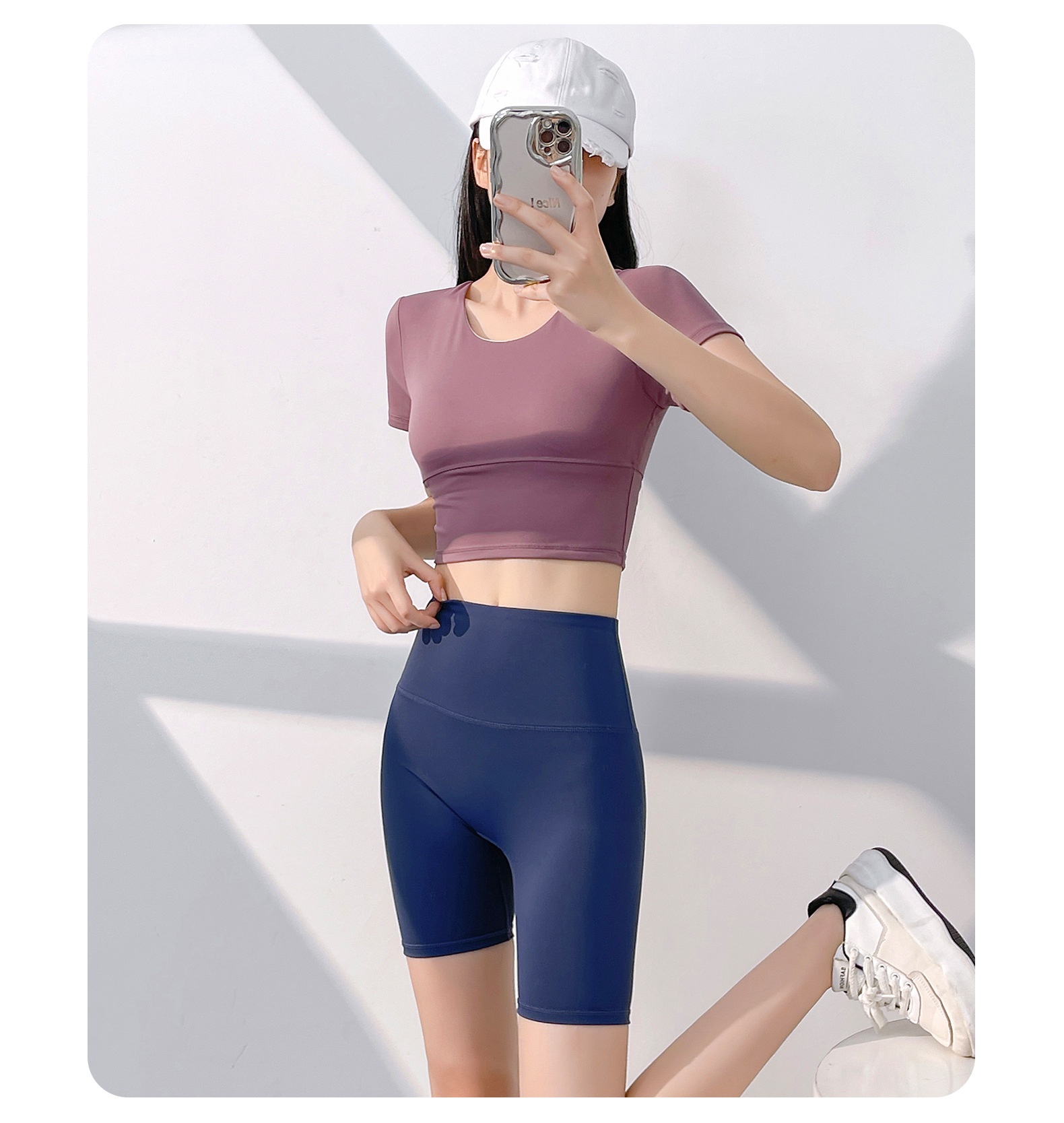 High Waist Shorts Without T-Line, Barely There Feel, Tight-Fitting, Hip-Lifting, Peach Shape, Fitness Sports Five-Point_voghion.com